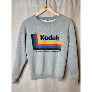 Kodak Retro Logo Crewneck Sweatshirt XS Gray Graphic Pullover